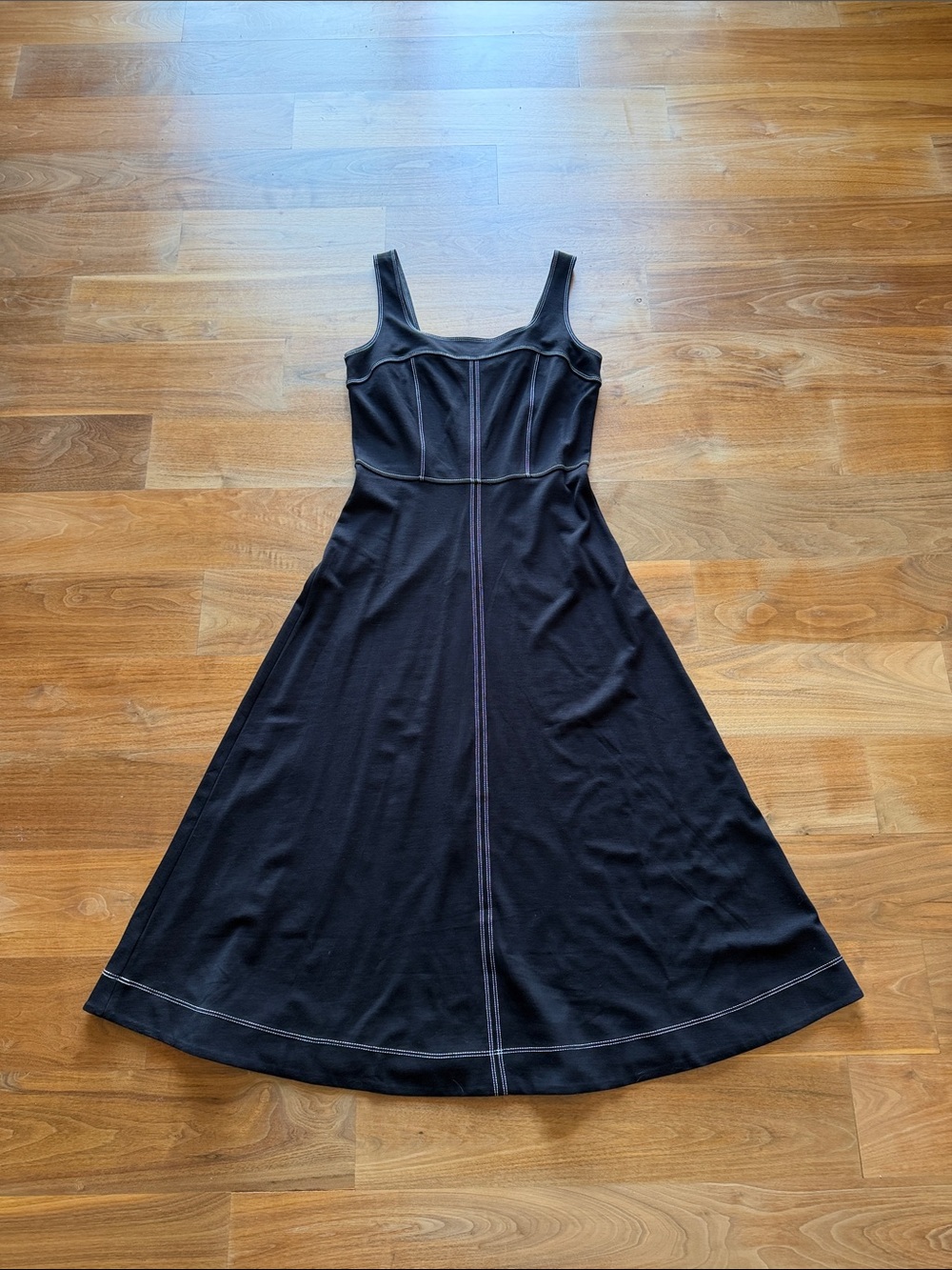 LOFT - Classic Black A-Line Tank Maxi Dress with White Stitching -Unworn